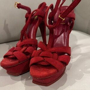 Yves Saint Laurent Red Strappy Heels